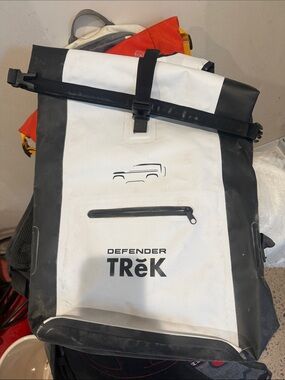 Defender Trek White & Black Roll-Top Backpack